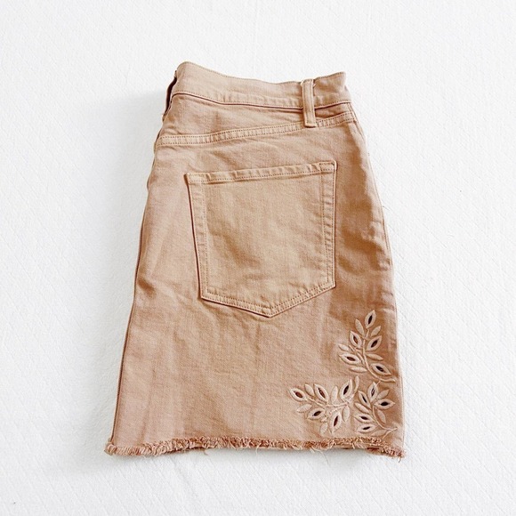 Frame Dusty Rose Pink Leather Denim Jeans Eyelet Skirt SZ30 - Picture 7 of 7
